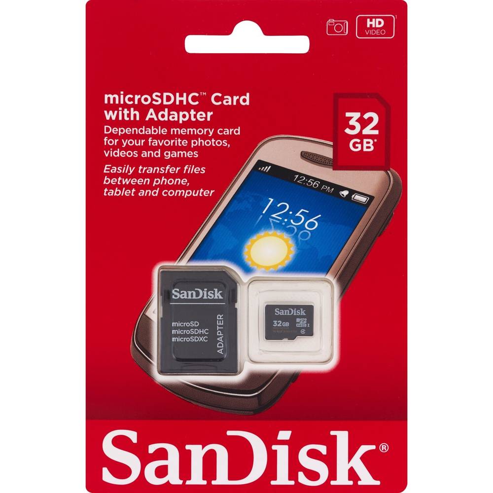 Sandisk 32gb Microsdhc Card With Adapter