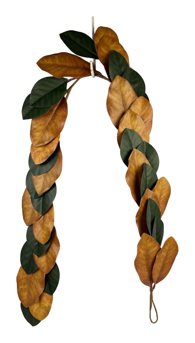 Fall Green Plastic Magnolia Leaf Garland, 60 in