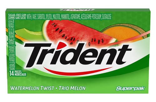 Trident Gommes À Mâcher Au Trio De Melons 14 Un / Trident Gum Sugar Free Watermelon Twist 14 Pieces