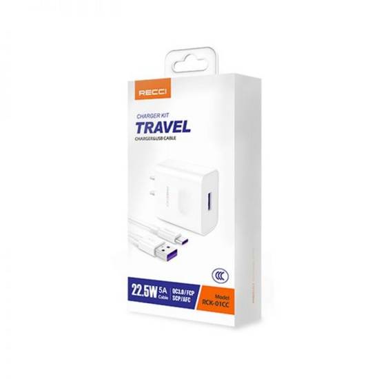 RECCI USB CHARGER WITH C CABLE 22.5W
