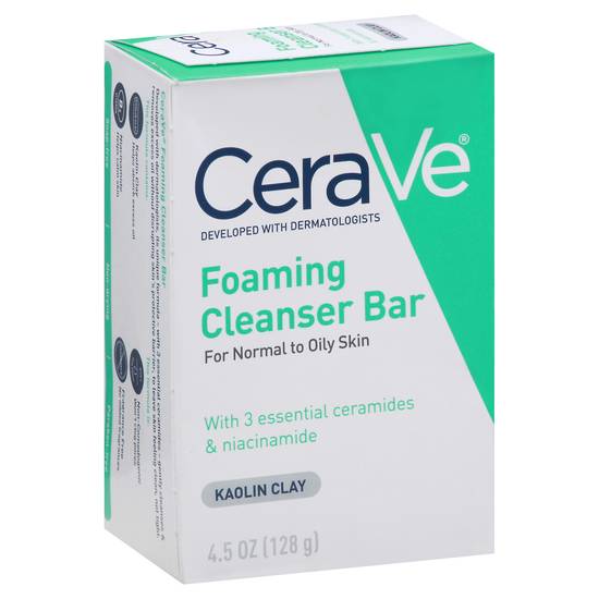 Cerave Kaolin Clay Foaming Cleanser Bar For Oily Skin