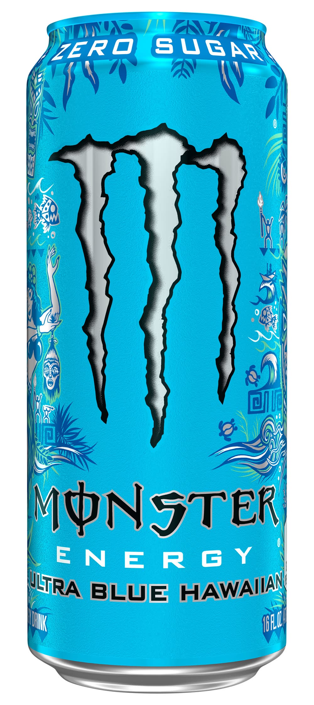 Monster Energy Zero Sugar Energy Drink, Ultra Blue Hawaiian (16 fl oz)