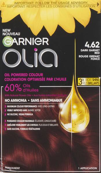 Garnier Olia Ammonia Free Permanent Hair Dye, 4.62 Dark Garnet Red
