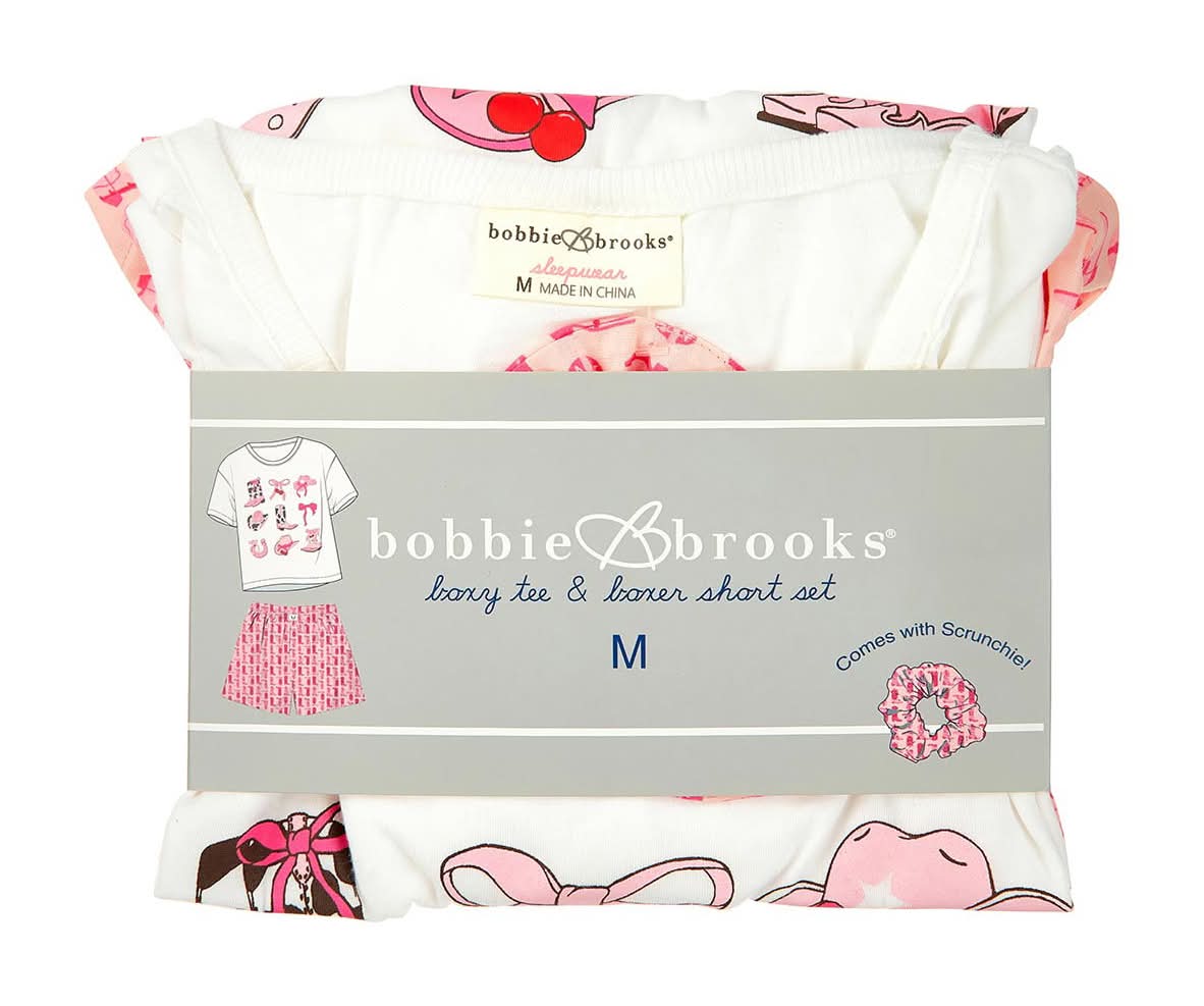 Bobbie Brooks Ladies Boxy Tee And Boxer Shorts Set Medium