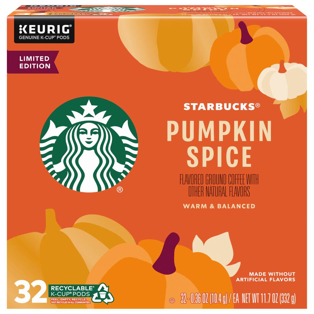 Starbucks Ground Pumpkin Spice Coffee K-Cup (32 x 0.36 oz)