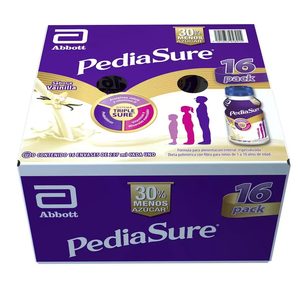 PediaSure · Suplemento alimenticio infantil, vainilla (16 x 237 ml)