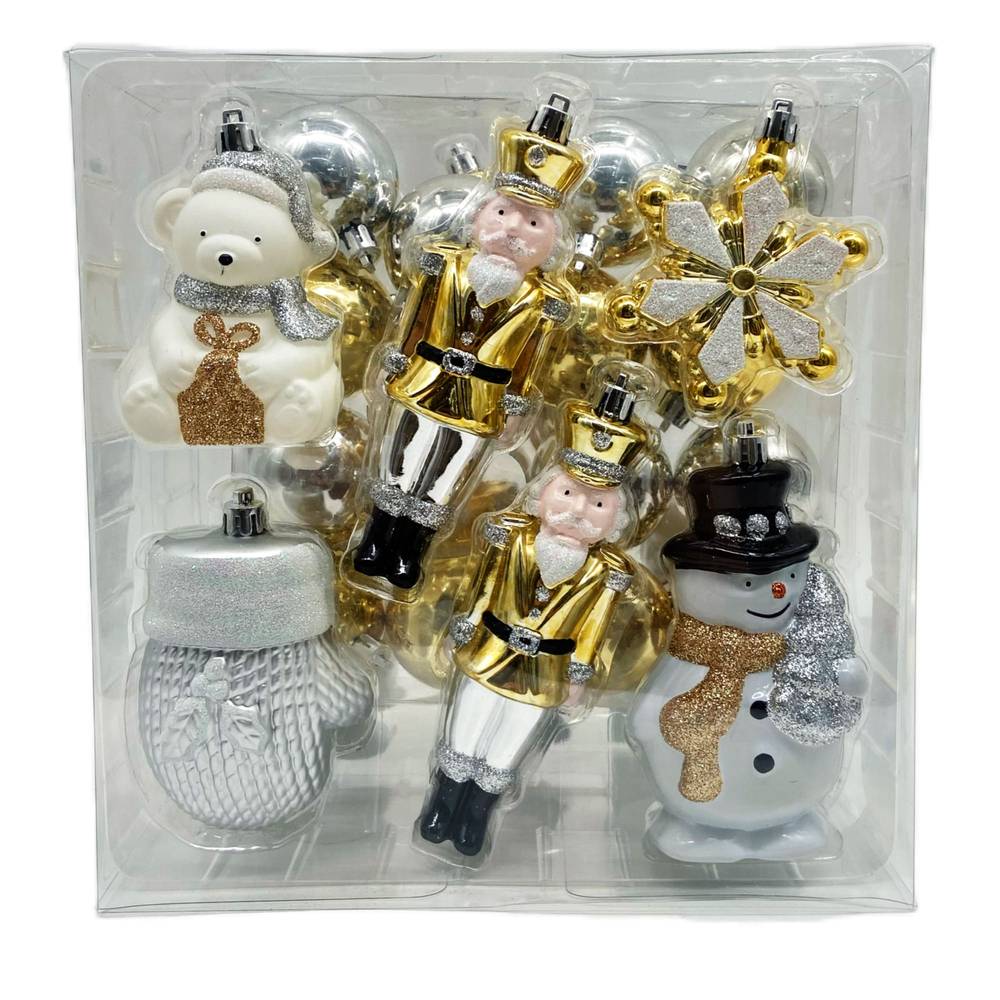 Holiday Living 26-count Multi Gold and Silver Shatterproof Ornament Set | 014-924-3