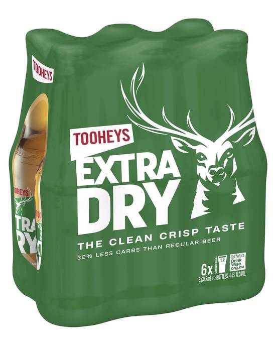 Tooheys Extra Dry Lager Beer 6 pack, 345 mL