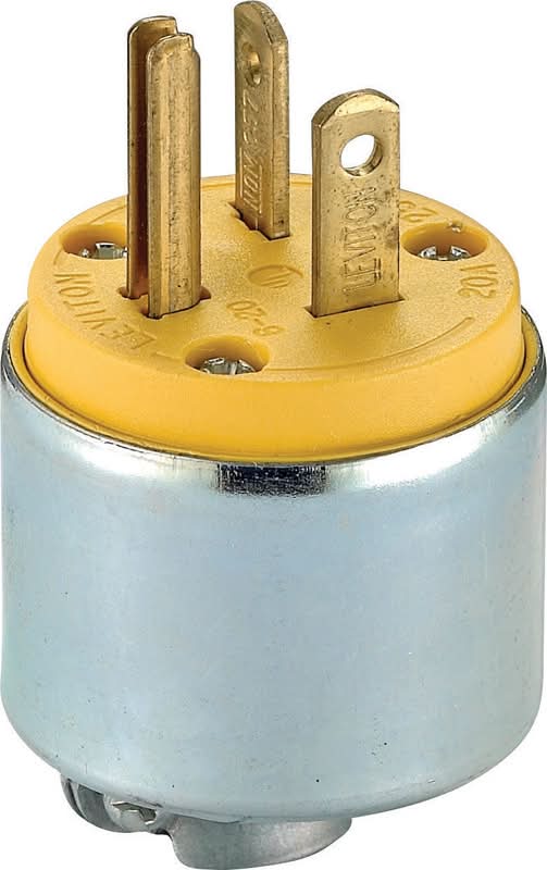 Leviton Commercial Armored Ground/Straight Blade Plug 6-20P 18-12 Awg 2 Pole 3 Wire
