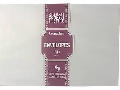 Geographics Gummed A9 Greeting Card Envelopes, 5.75 x 8.75, White, 50/Pack (48464)