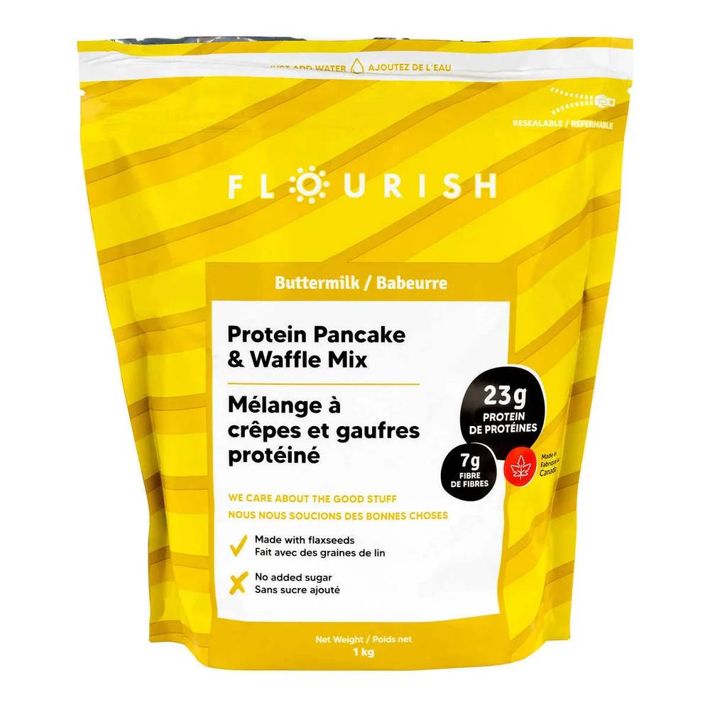 Flourish - Mélange À Crêpes Et Gaufres Protéiné À Saveur De Babeurre, 1 Kg