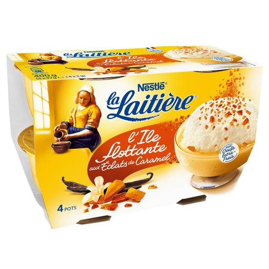 Nestlé - La laitiere ile flottante avec sachet d'eclats de caramel (4pièces)