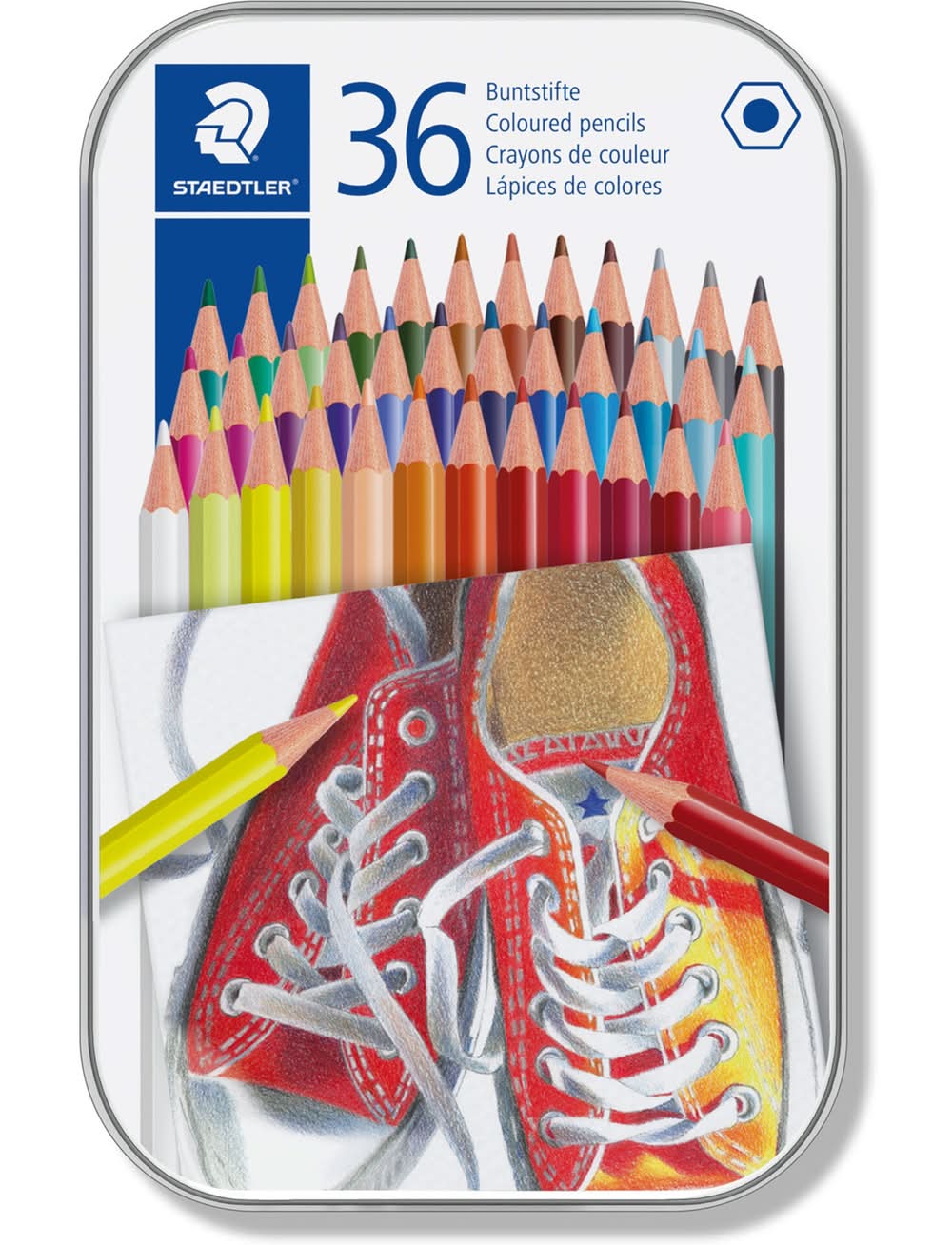 Lápis Cor Hexagonais Caixa Metal 36 Unidades Staedtler