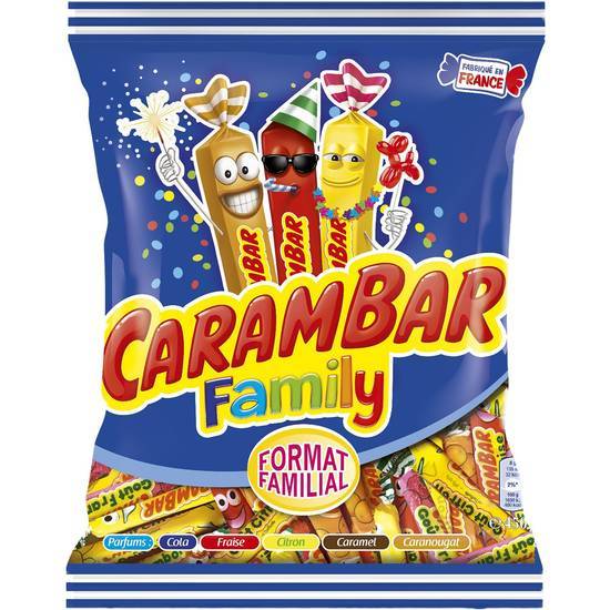 Carambar - Bonbons asssortiment family, cola - fraise - citron - caramel - caranougat (450g)