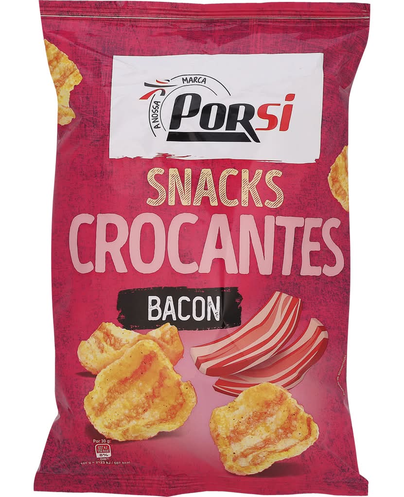 Porsi - Snacks crocantes com bacon, embalagem de 60g