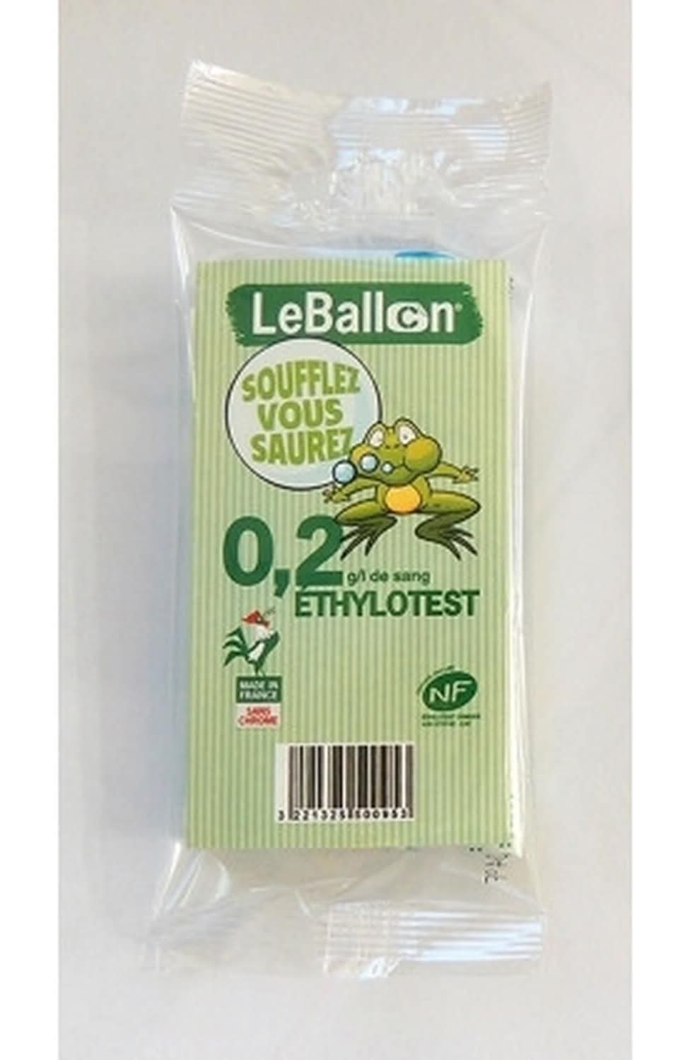 Le Ballon - Ethylotest chimique 0,2g nf sans chrome (18g)