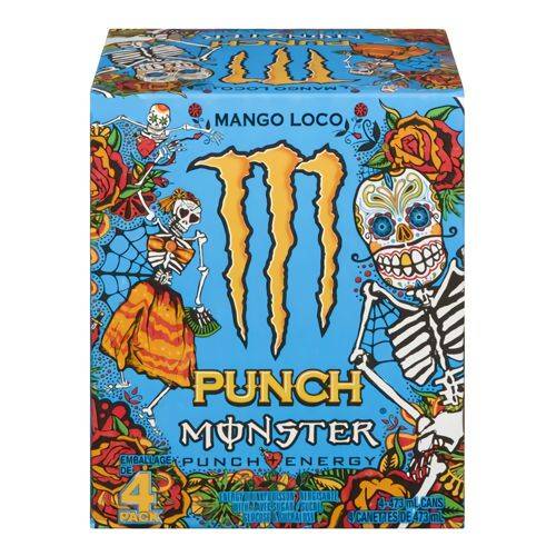 Monster energy boisson énergisante punch - punch energy drink (4 pièces, 473 ml) (mangue loco)