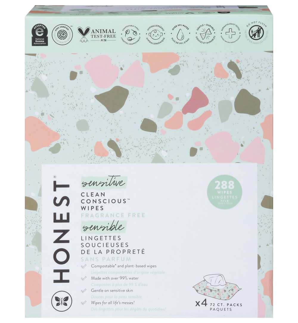 The Honest Company Clean Conscious Sensitive Skin Baby Wipes (4 x 72 ct)