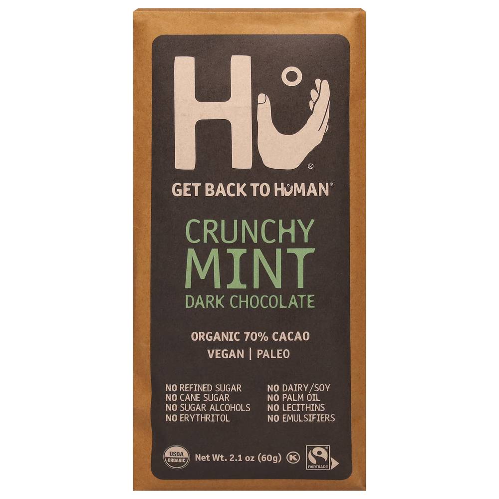 Hu Paleo 70 % Cacao Dark Chocolate, Crunchy Mint (2.1 oz)