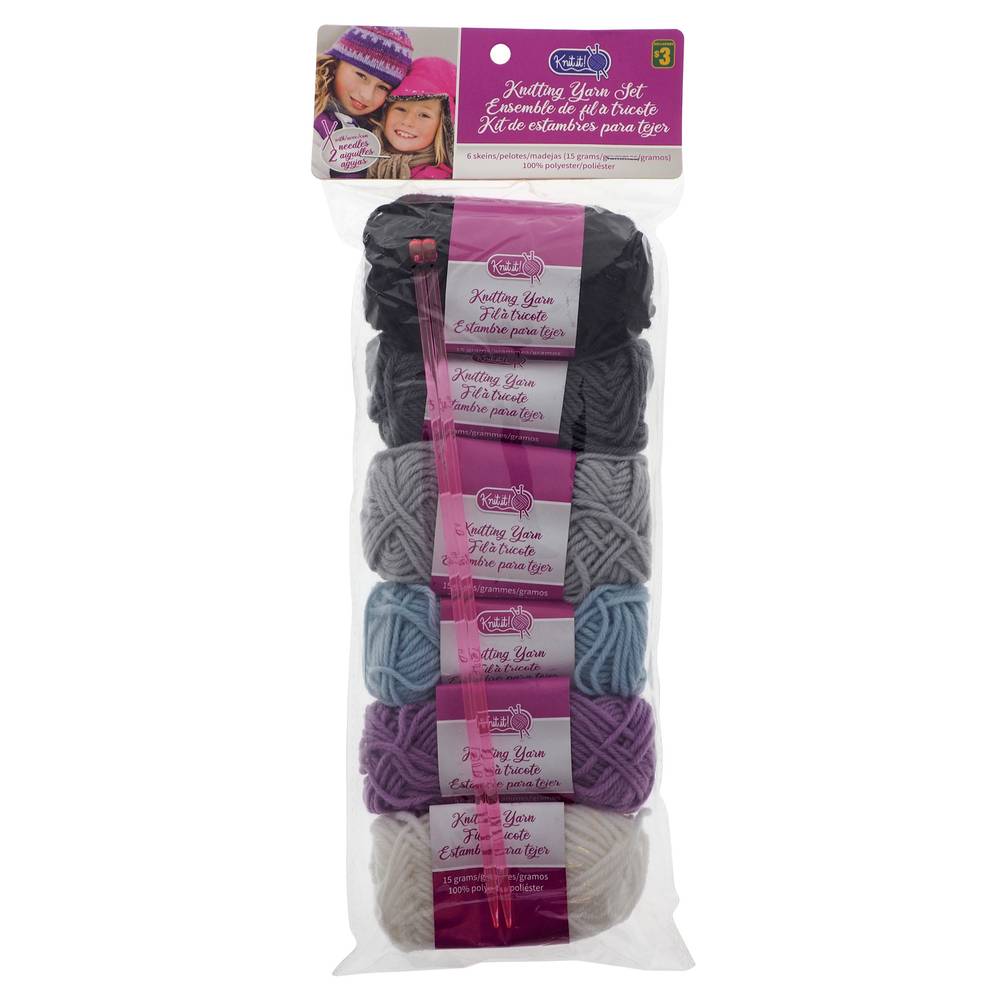 Yarn Knitting Set W/Needles (multi color)(6 ct)