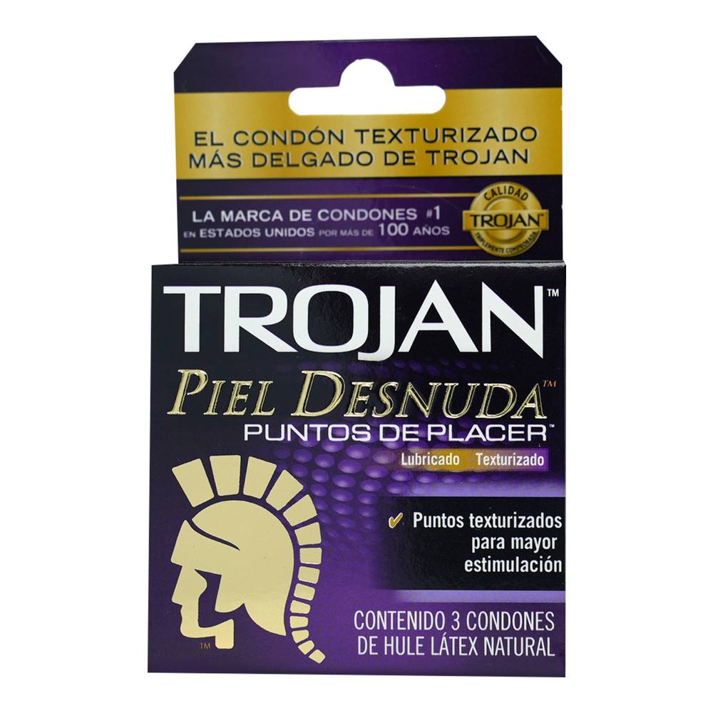 Trojan condones texturizados piel desnuda (3 piezas)