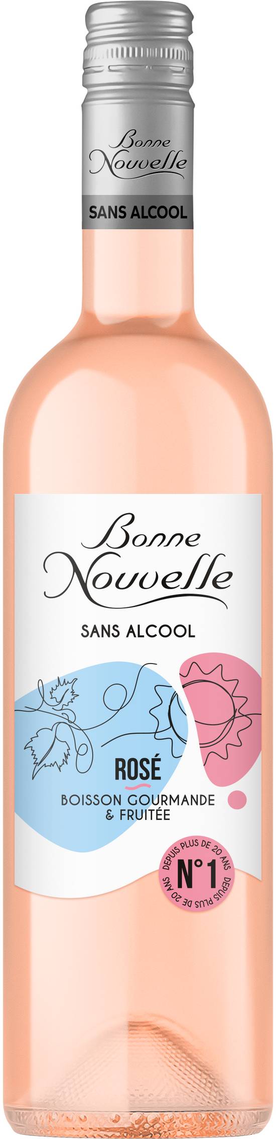 Bonne Nouvelle - Vin rosé sans alcool gourmande et fruité domestique (750 ml)
