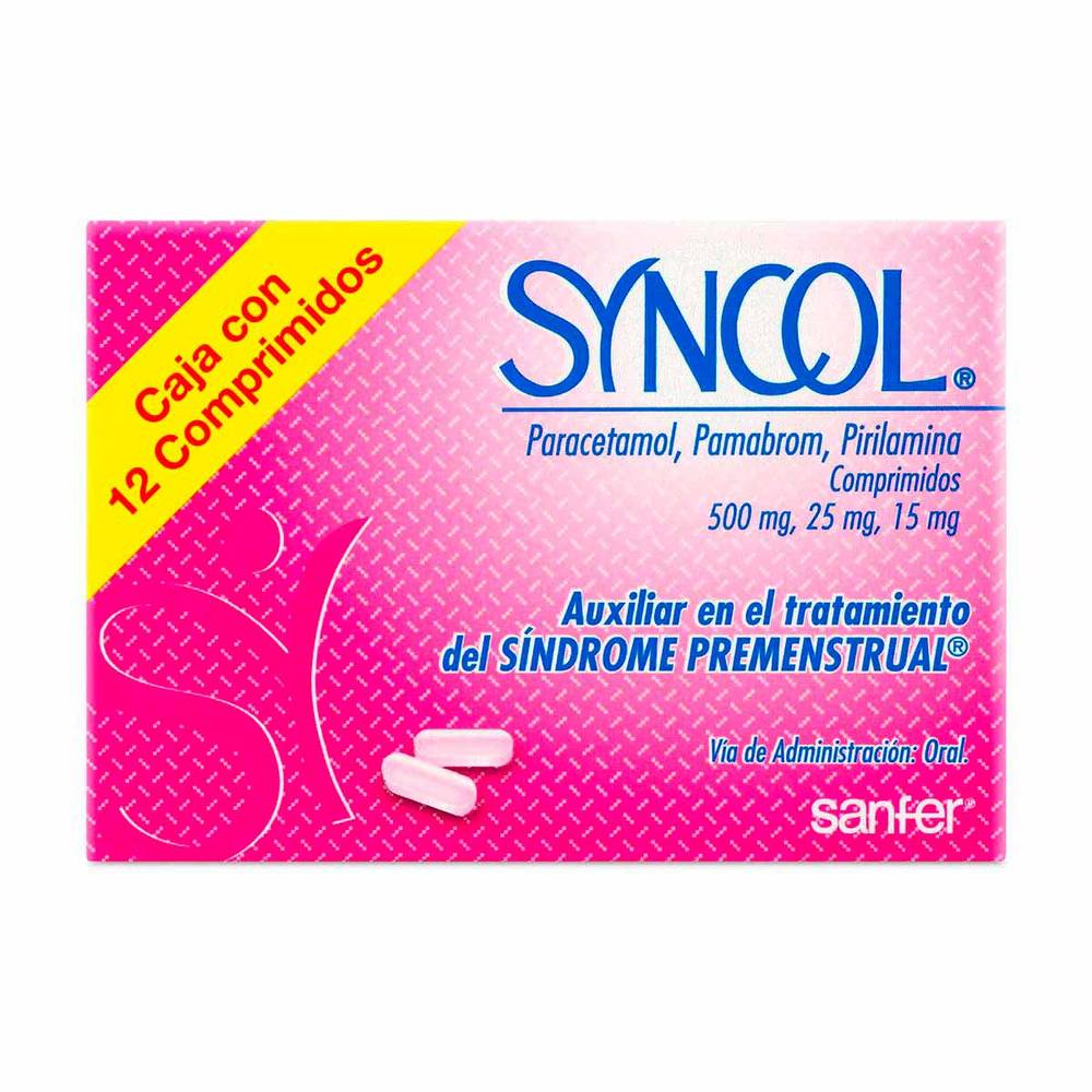 Sanfer · Syncol paracetamol/pamabrom comprimidos 500 mg/25 mg/15 mg (12 un)