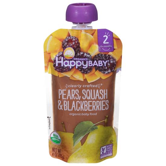 Happy Baby Pears Squash & Blackberries Organic Baby Food (4 oz)