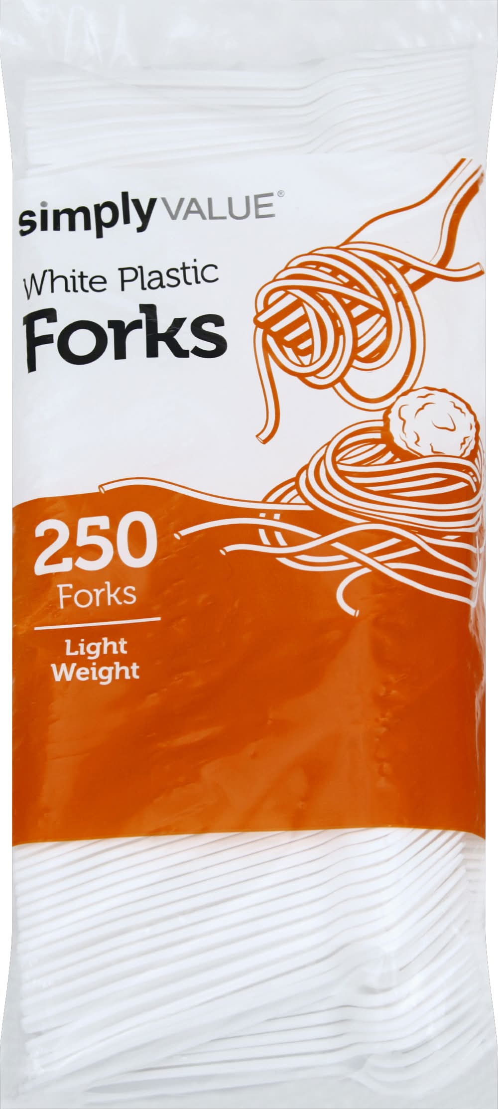 Simply Value Lightweight White Plastic Forks (10.6 oz)