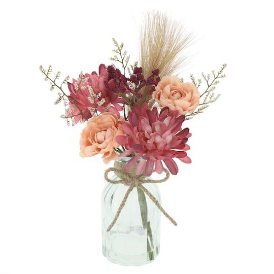 11.5" Pink Mixed Mum Arrangement In Glass By Ashland