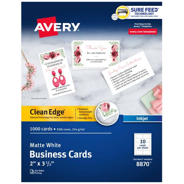 Avery Clean Edge Printable Business Cards With Sure Feed Technology