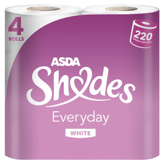 ASDA White, Everyday Shades Tissue Rolls (4 pack)