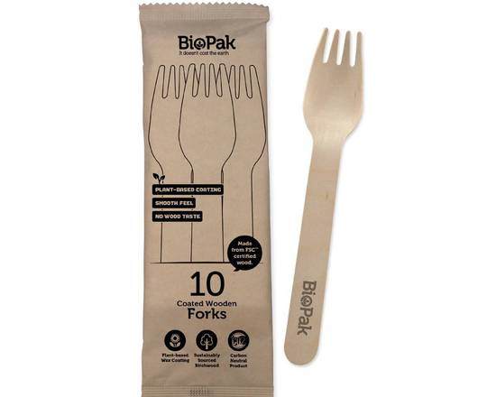 Biopak Coated Wooden Forks 10 Pack