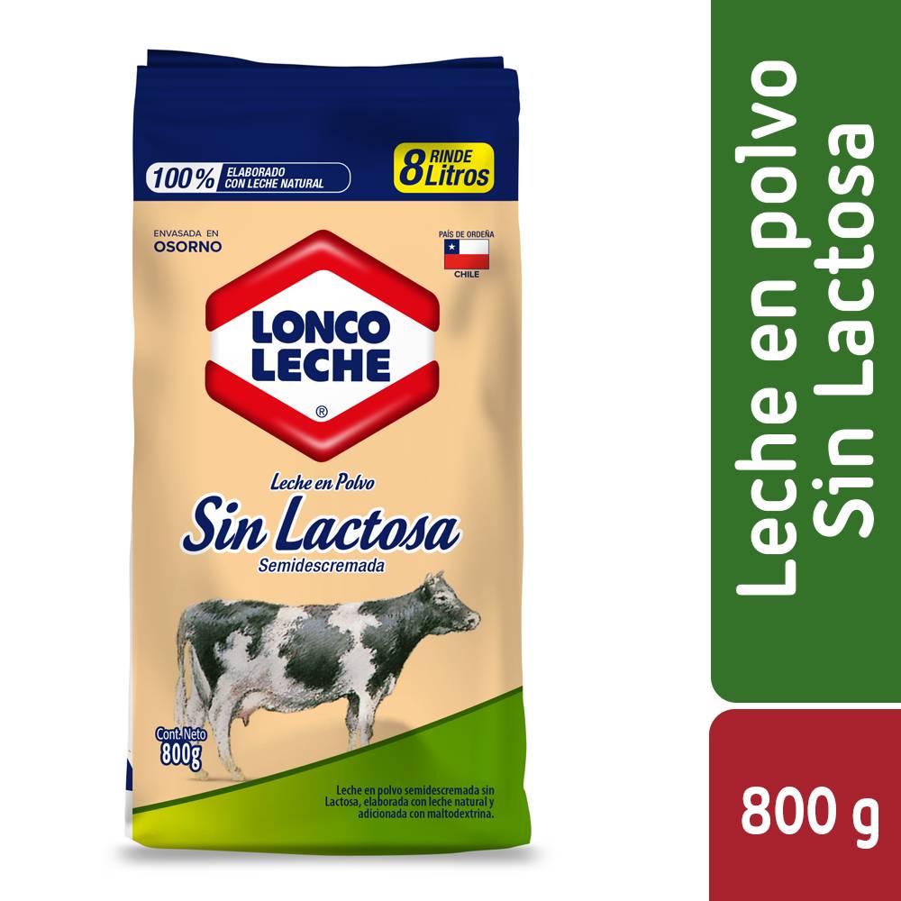 Loncoleche leche descremada en polvo sin lactosa (bolsa 800 g)