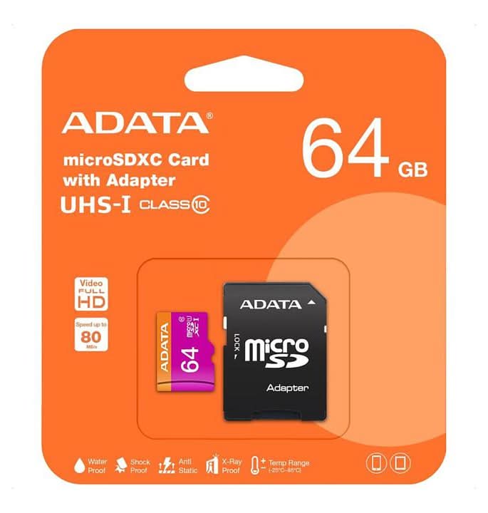 Adata · Tarjeta micro sd con adaptador 64 gb