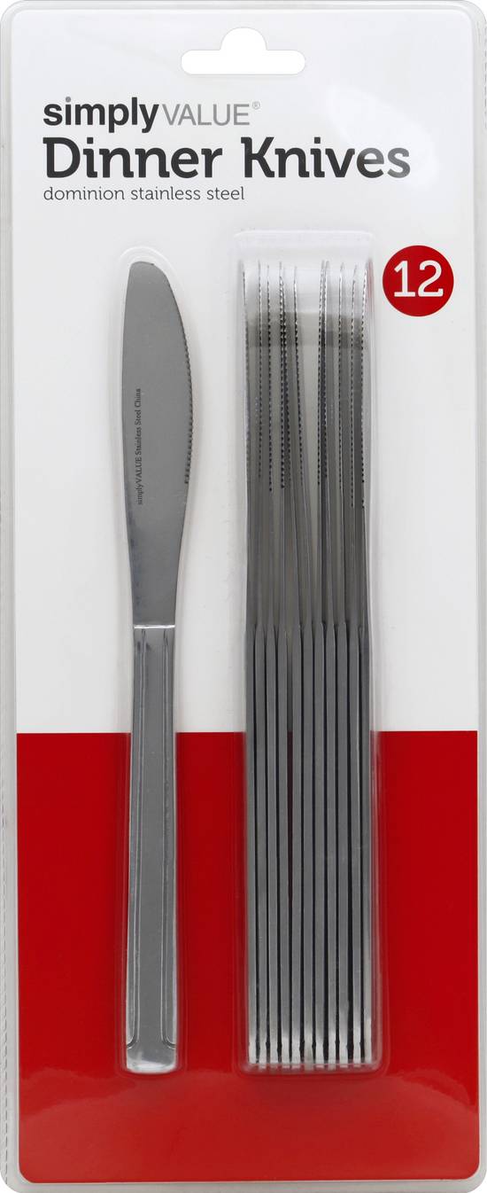 Simply Value Dominion Stainless Steel Dinner Knives (12 ct)