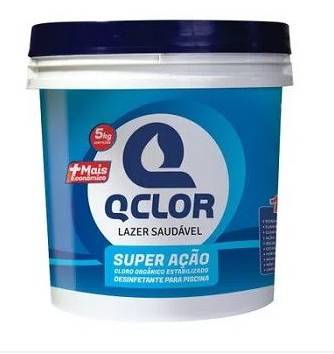 Qclor cloro desinfetante para piscina estabilizado super ação orgânico (5kg)