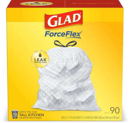 Glad OdorShield Tall Kitchen Drawstring 13 Gallon Trash Bags Unscented (90 ct)
