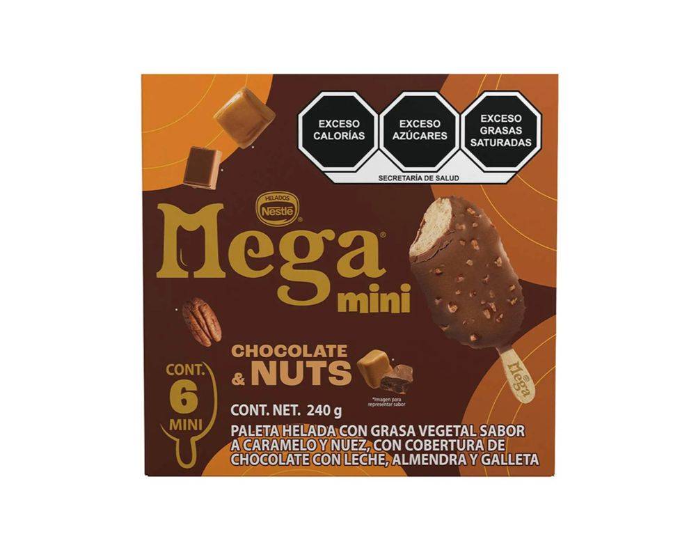 Nestlé mini paleta helada mega (6 un) (Caramelo - Nuez)