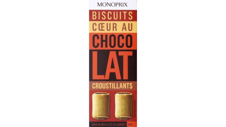 Monoprix Biscuits croustillants coeur au chocolat Le paquet de 12 - 225 g