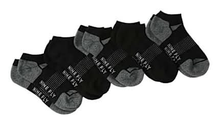Young Mens Nine Fly Performance No Show Socks 5-Pairs Black
