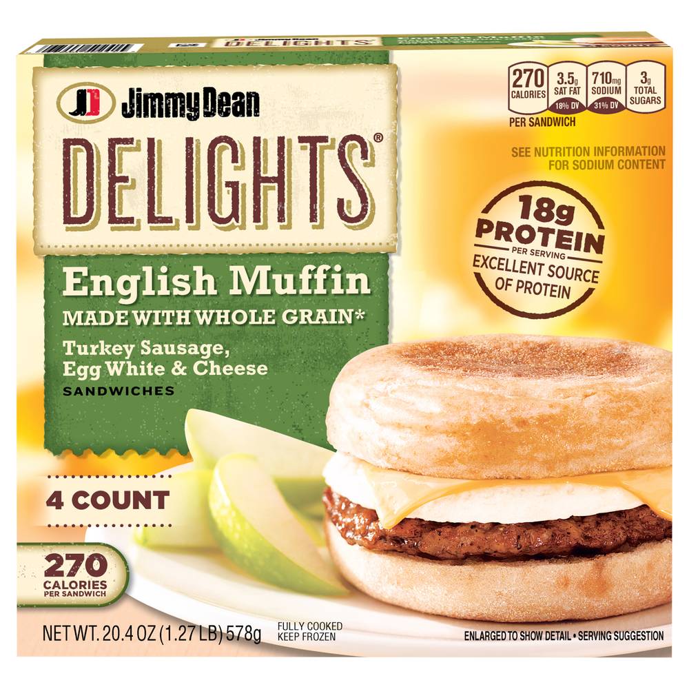 Jimmy Dean Egg White and Cheese Delights English Muffin Sandwiches (4 ct)