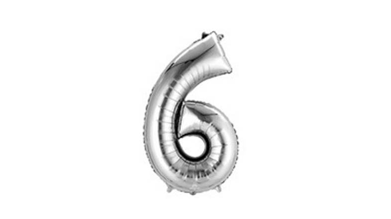 34'' Silver Number (6) - Balloon