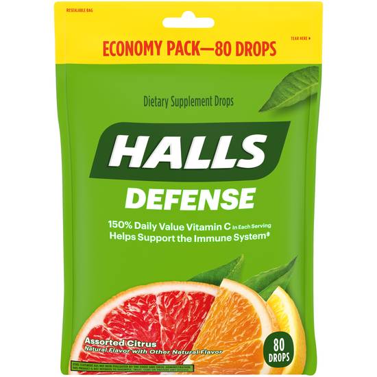HALLS Defense Assorted Citrus Vitamin C Drops, 80 CT