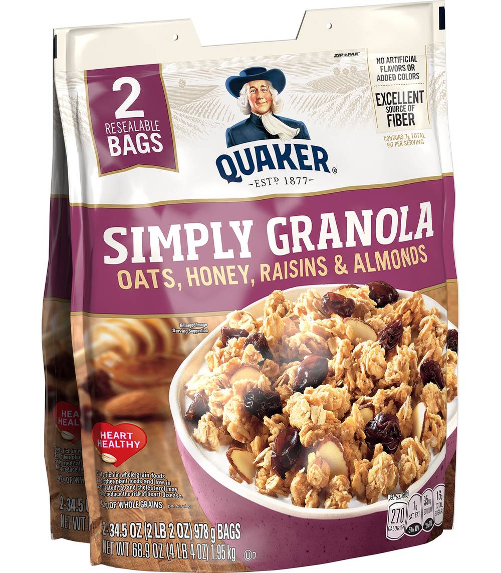 Quaker Simply Granola With Oats, Honey Raisins-Almonds (34.5 oz, 2 ct)