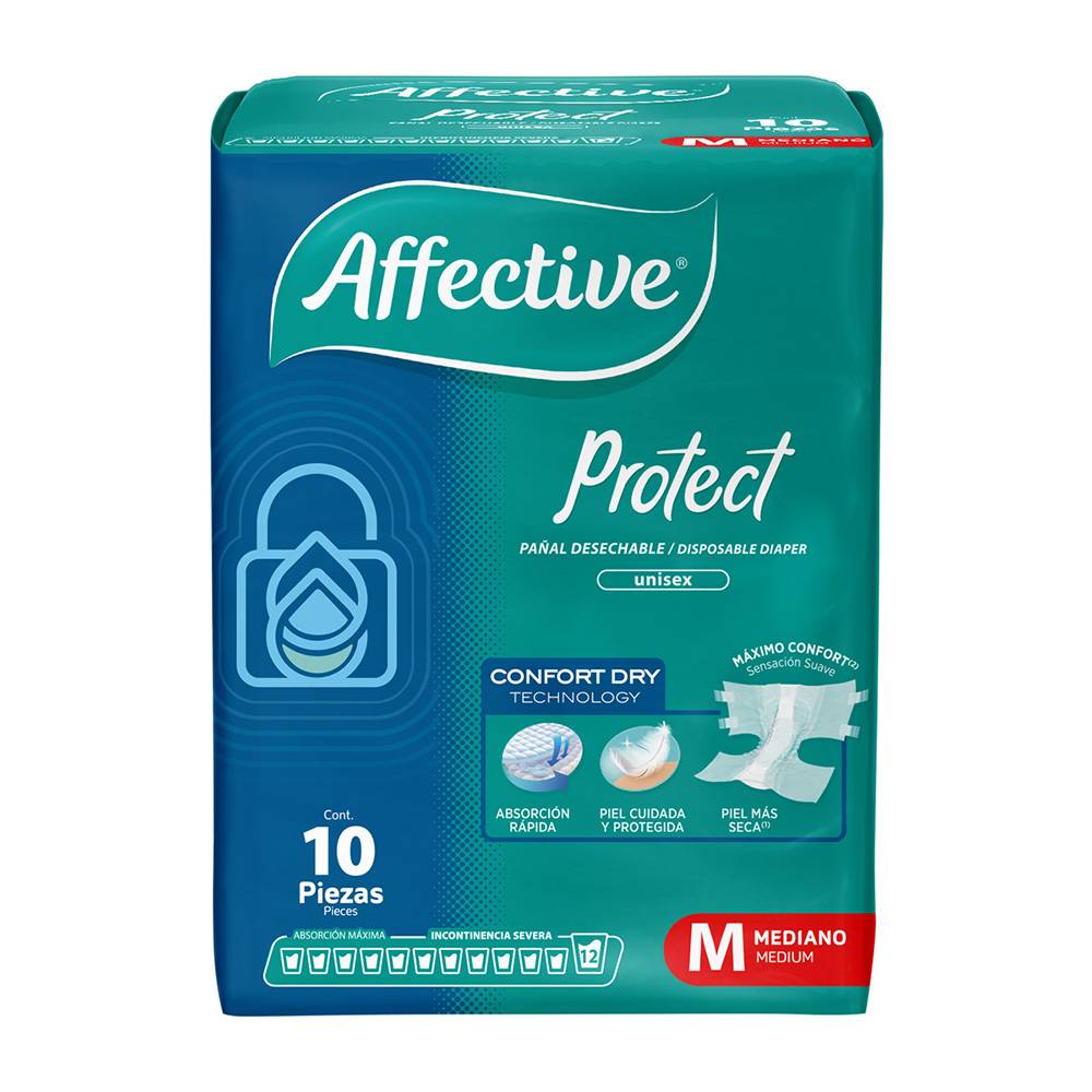 Affective pañales para adulto protect unisex m (paquete 10 piezas)