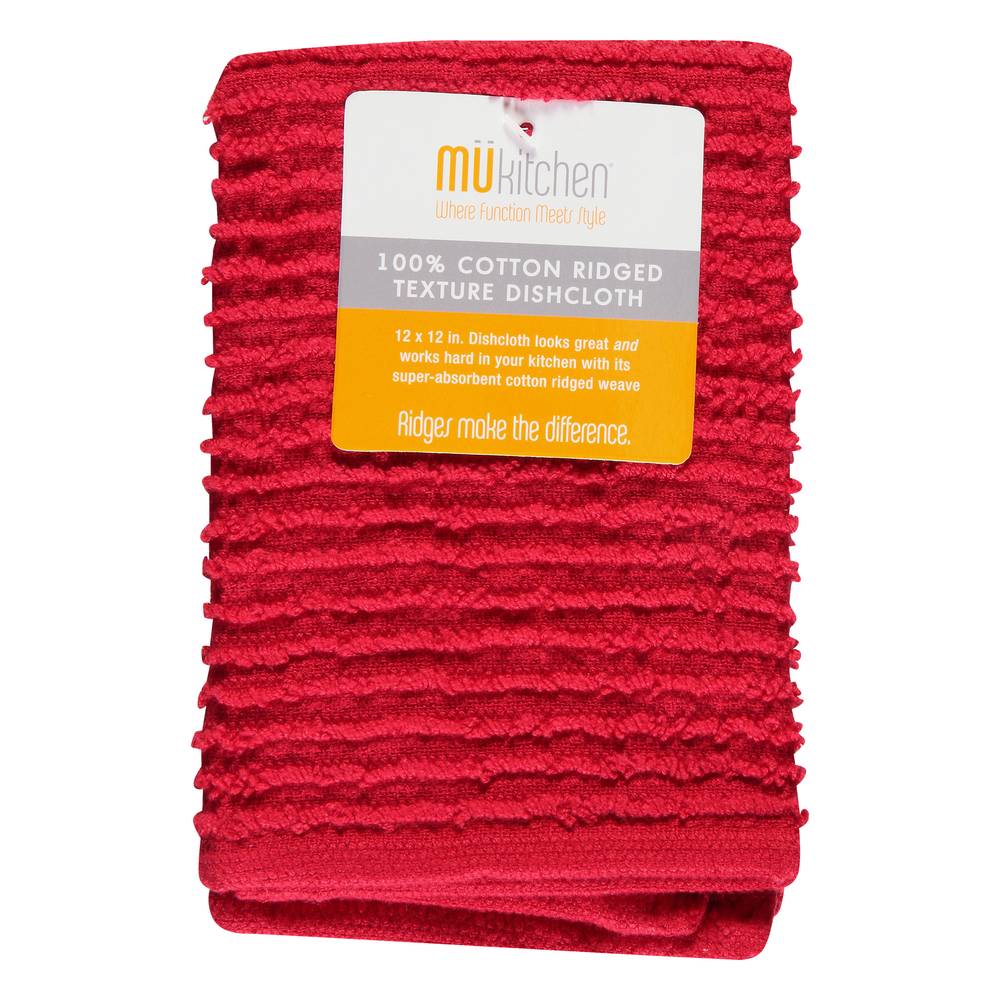Mukitchen Ruby 100% Cotton Ridged Texture Dishcloth