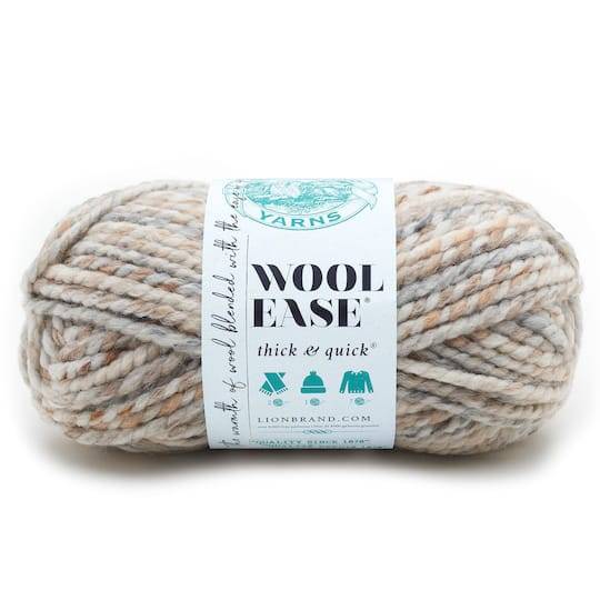 Lion Brand Yarn Wool-Ease Thick Quick Prints Stripes Metallics, Fossil