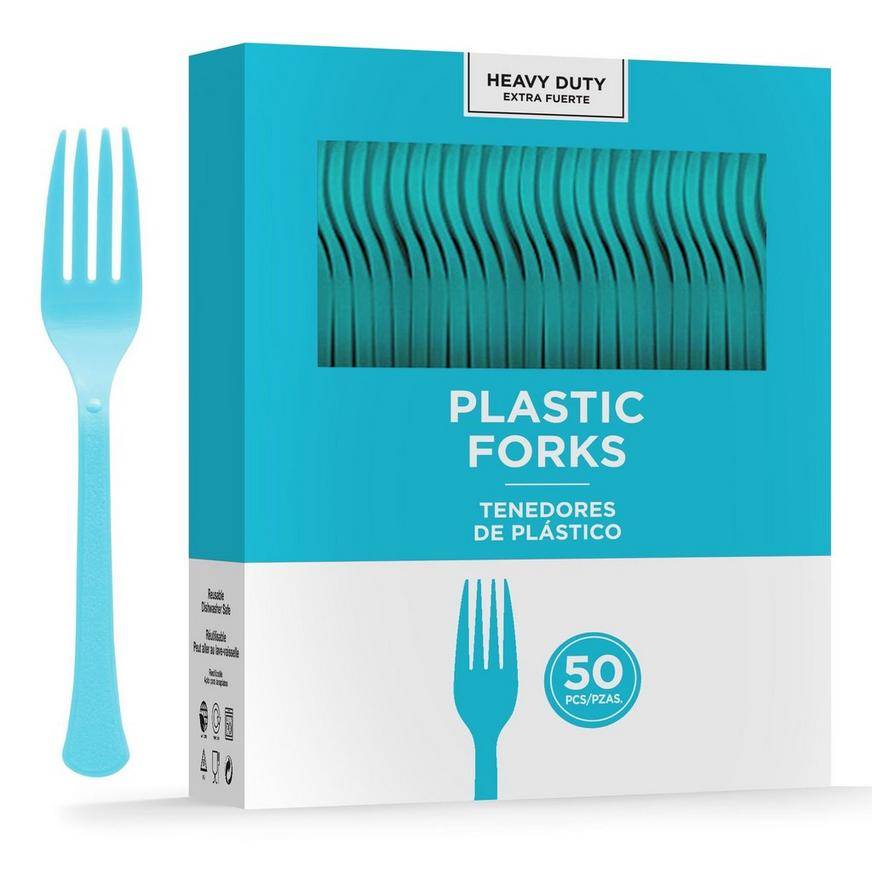 Party City Heavy-Duty Plastic Forks (caribbean blue) (50 ct)
