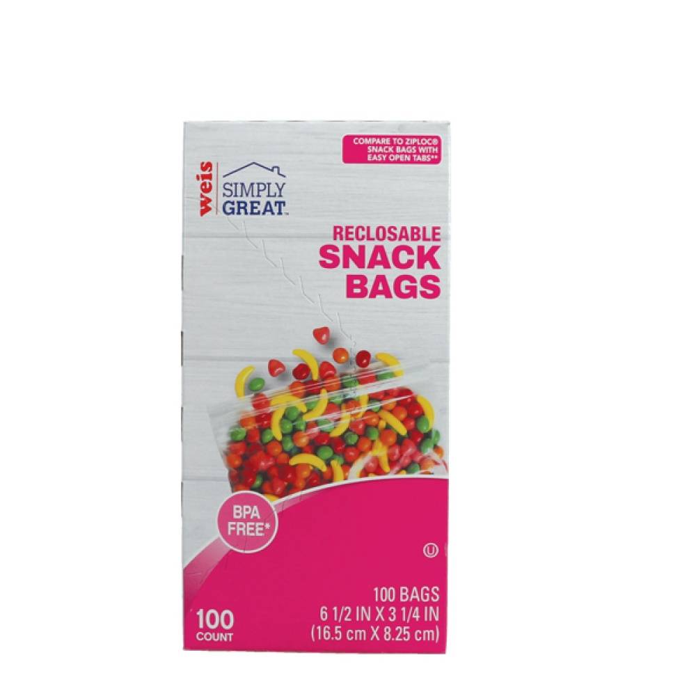 Weis Simply Great Snack Bags Reclosable Zipper 100CT